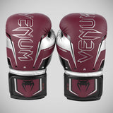 Burgundy/Silver Venum Elite Evo Boxing Gloves   