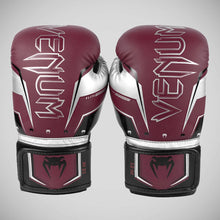 Burgundy/Silver Venum Elite Evo Boxing Gloves