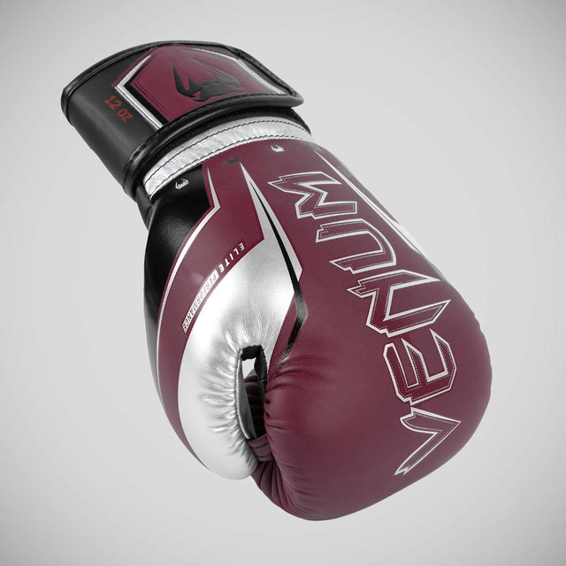 Venum Elite Evo Boxing Gloves Burgundy/Silver