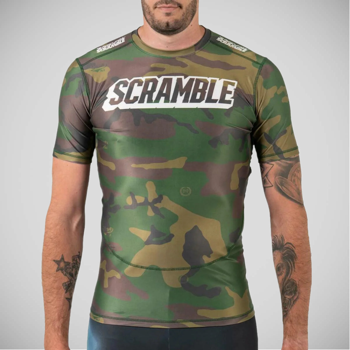 Camo Scramble Tactic Woodland Rash Guard   