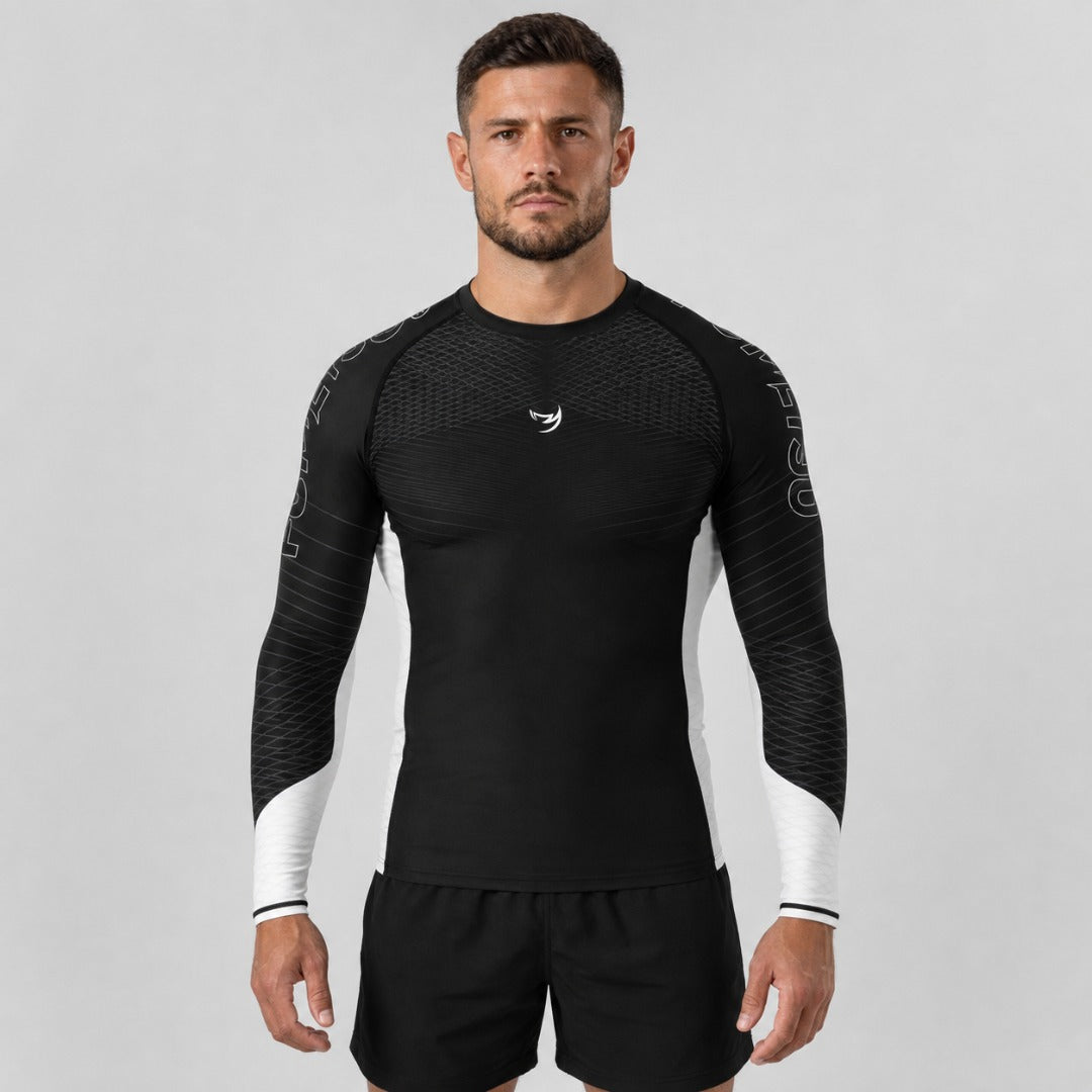 Fumetsu Competitor MK2 Long Sleeve Rash Guard Black/White Lifestyle 1