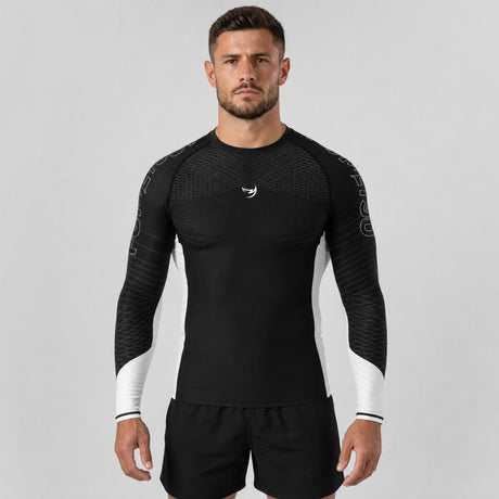Fumetsu Competitor MK2 Long Sleeve Rash Guard Black/White Lifestyle 1