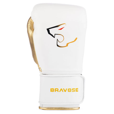 Bravose Elite Pro 2.0 Velcro Boxing Gloves White & Gold
