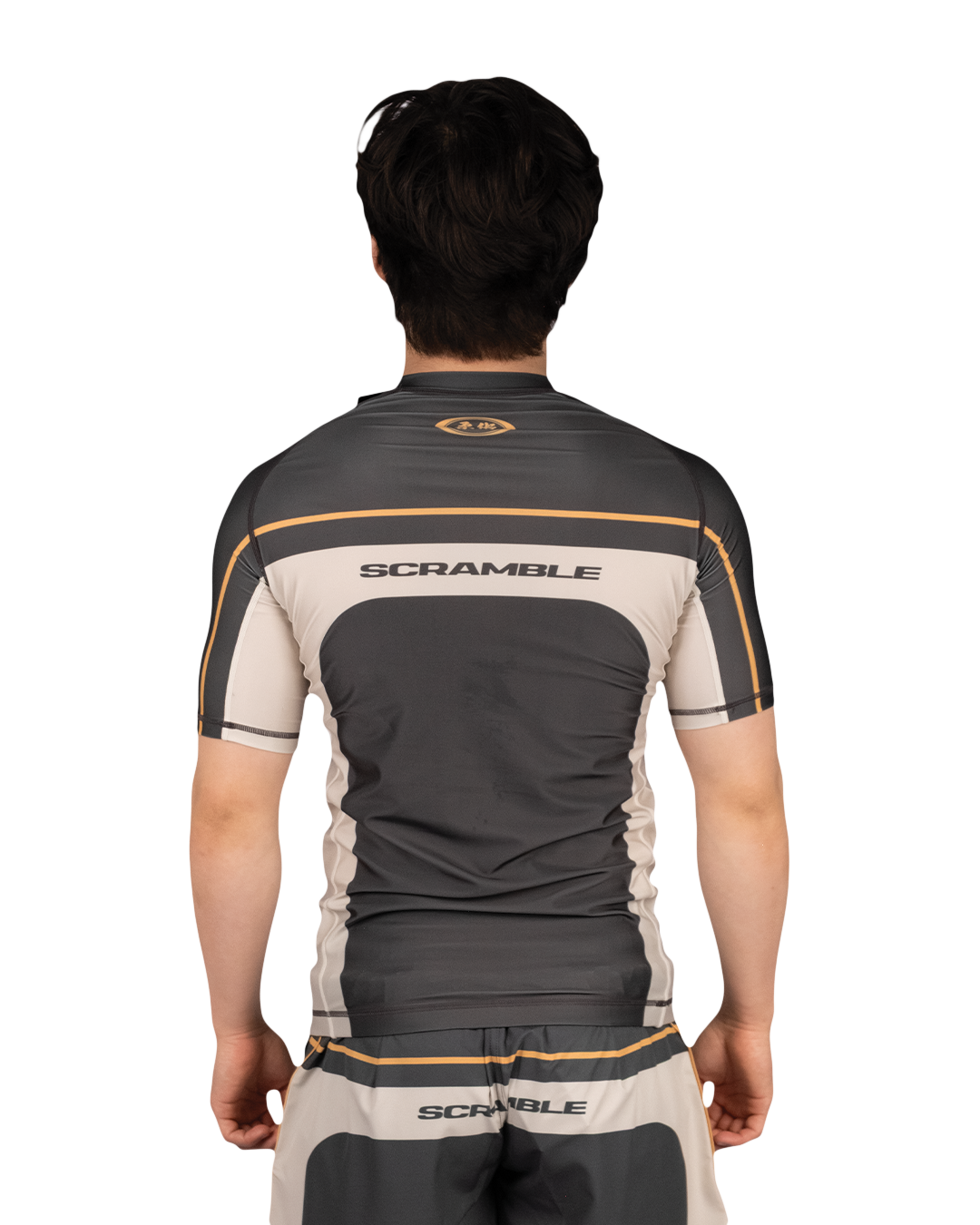 Scramble Duotone Rash Guard Black in black, stone and orange, view 4 of 5