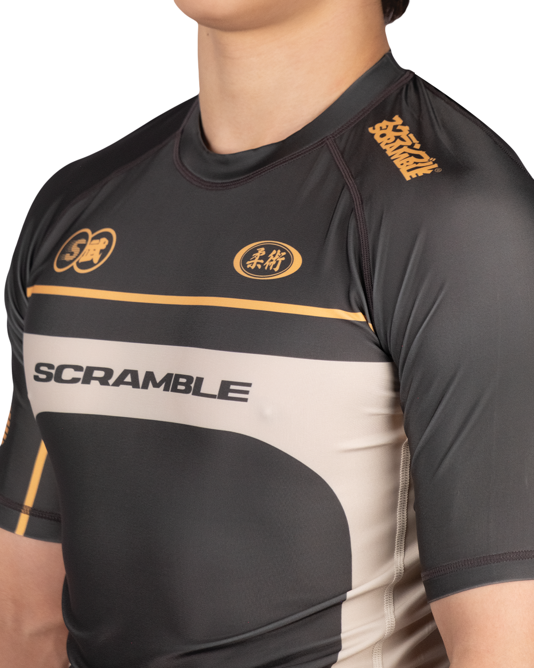 Scramble Duotone Rash Guard Black in black, stone and orange, view 5 of 5