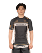 Scramble Duotone Rash Guard Black in black, stone and orange, front view