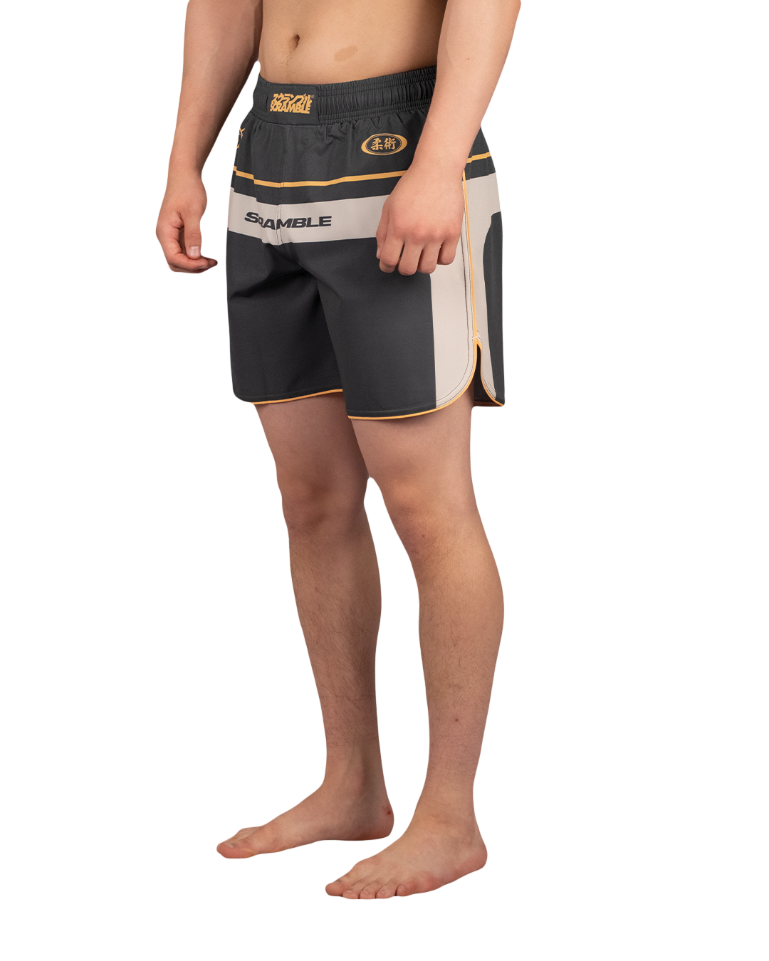 Scramble Duotone Grappling Shorts Black in black, stone and orange, view 3 of 6