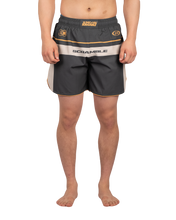 Scramble Duotone Grappling Shorts Black in black, stone and orange, front view