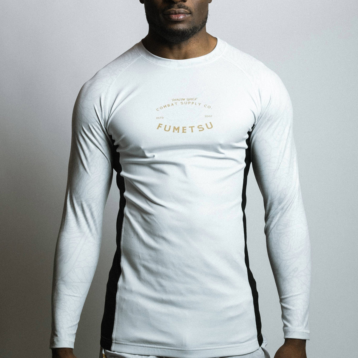 Slayer Rash Guard Fumetsu Dragon Slayer Long Sleeve Rash Guard White/Black/Gold from ...