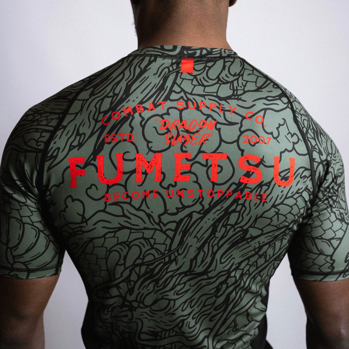 Slayer Rash Guard Fumetsu Dragon Slayer Short Sleeve Rash Guard Khaki/Orange from ...