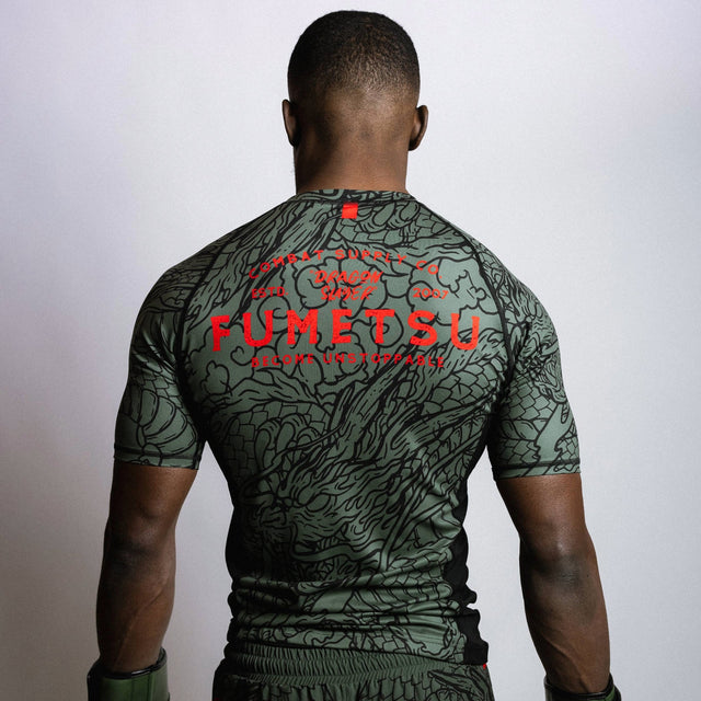 Fumetsu Dragon Slayer Short Sleeve Rash Guard Khaki/Orange