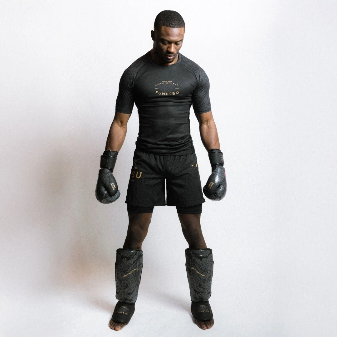 Fumetsu Dragon Slayer Shin Guards Black/Gold Lifestyle 4