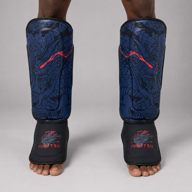 Fumetsu Dragon Slayer Shin Guards Blue/Black/Red Lifestyle 1