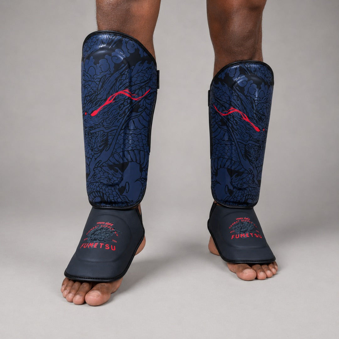 Fumetsu Dragon Slayer Shin Guards Blue/Black/Red Lifestyle 3