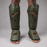Fumetsu Dragon Slayer Shin Guards Khaki/Orange Lifestyle 1