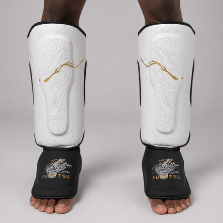 Fumetsu Dragon Slayer Shin Guards White/Black/Gold Lifestyle 1