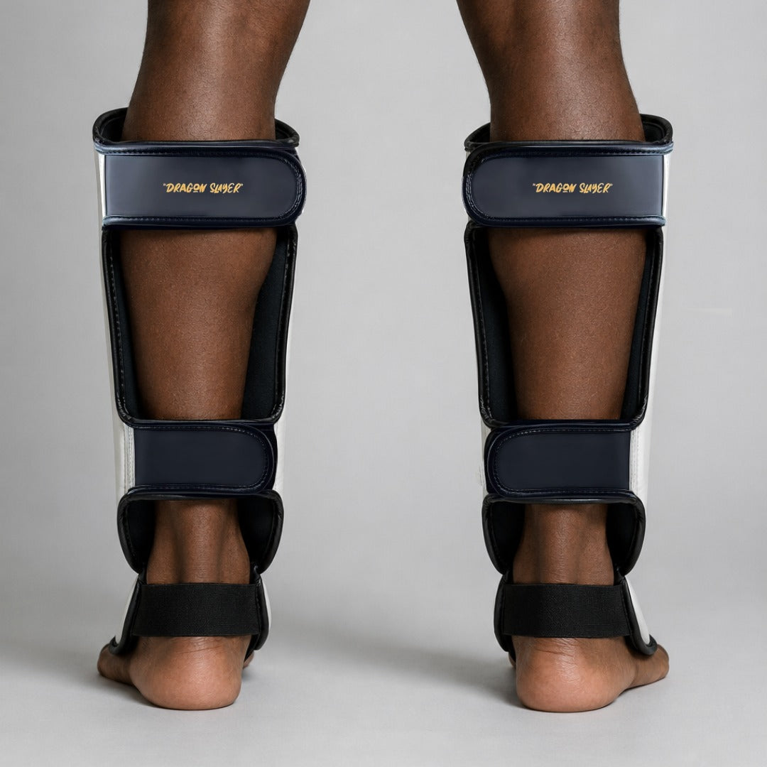 Fumetsu Dragon Slayer Shin Guards White/Black/Gold Lifestyle 3