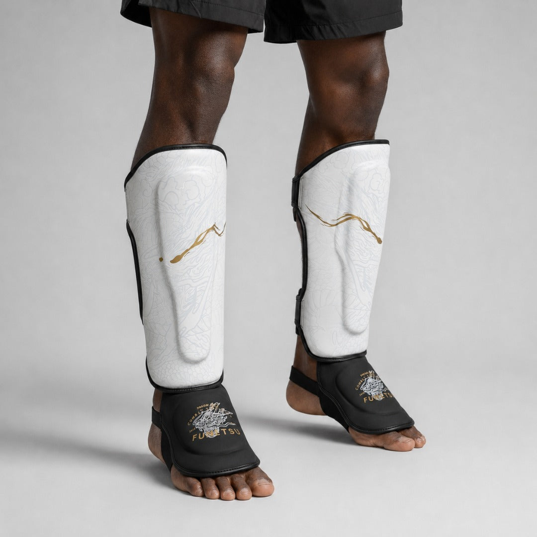 Fumetsu Dragon Slayer Shin Guards White/Black/Gold Lifestyle 4
