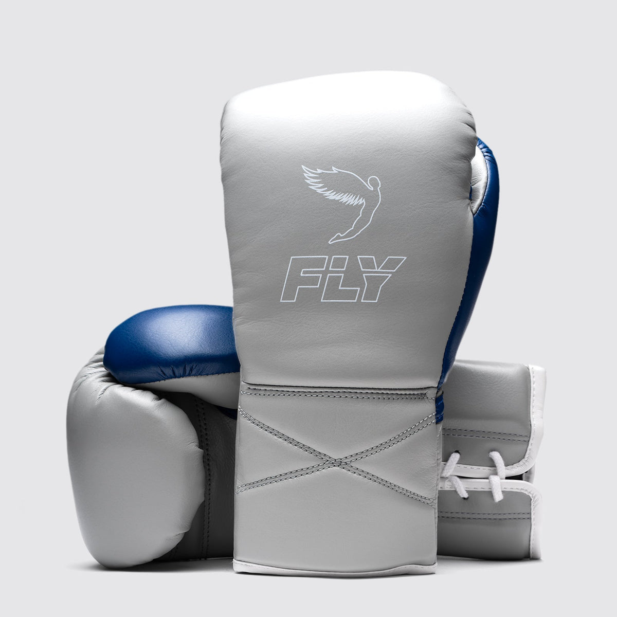 Fly Superlace Pro X 2 Boxing Gloves Grey/Space Blue from Made4Fighters