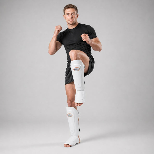 Fumetsu FMT1 Thai Shin Guards White Lifestyle 6