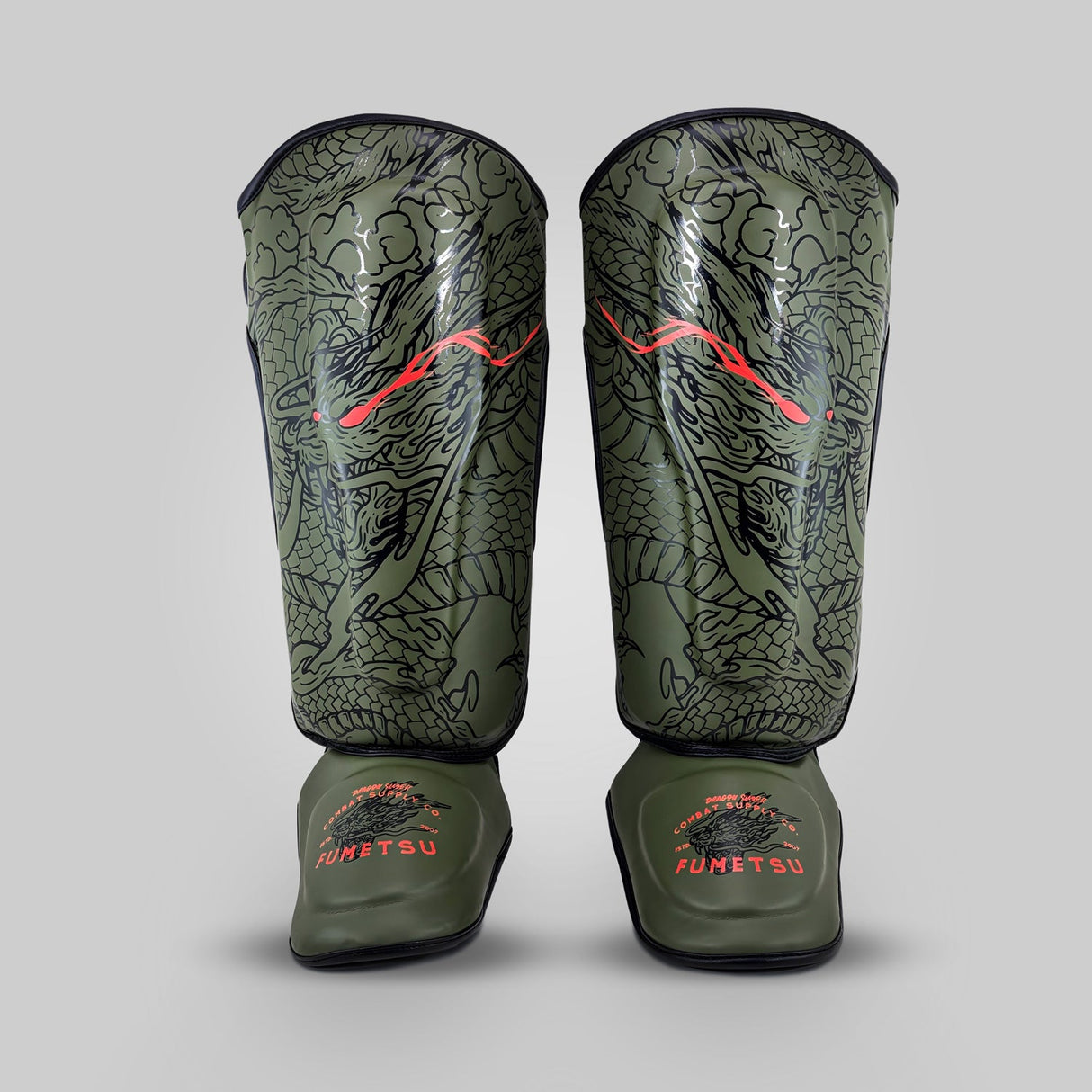 Fumetsu Dragon Slayer Shin Guards Khaki/Orange