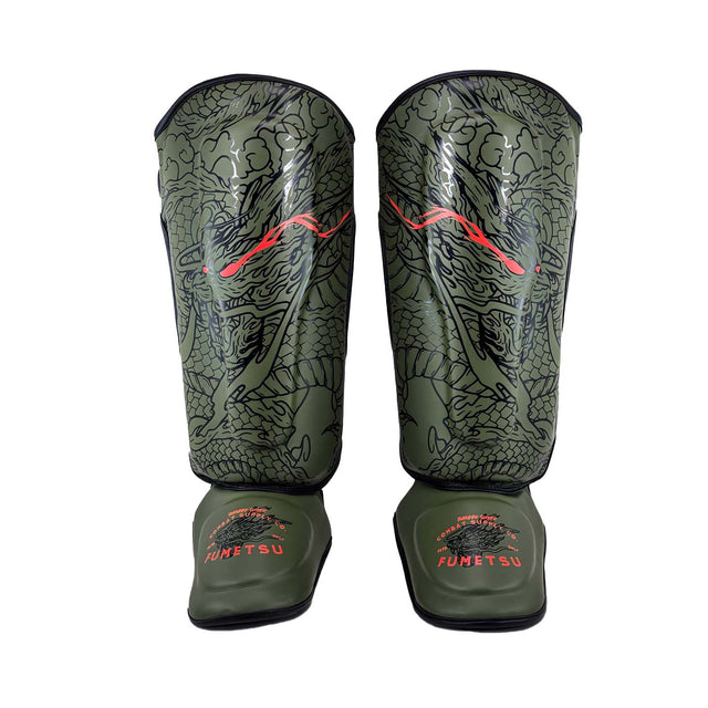 Fumetsu Dragon Slayer Shin Guards Khaki/Orange