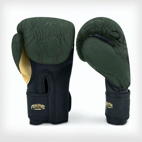 Fumetsu Oni Boxing Gloves Khaki/Black/Gold - back view