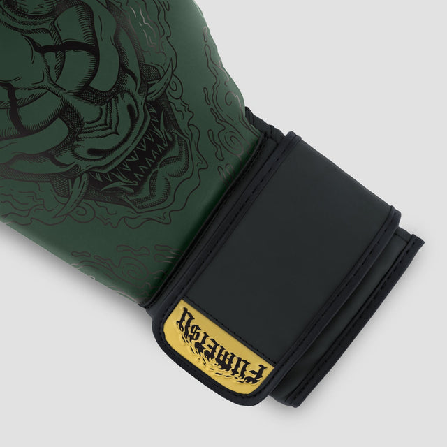 Fumetsu Oni Boxing Gloves Khaki/Black/Gold - side detail