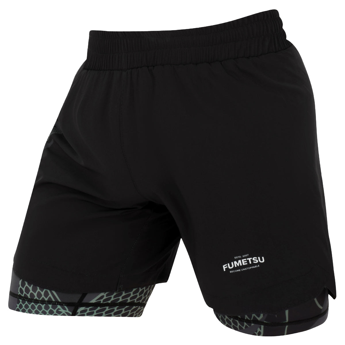 Black/Khaki Fumetsu Anaconda Dual Layer Fight Shorts   