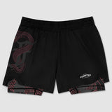 Fumetsu Anaconda Frauen Dual -Layer -Kampf Shorts schwarz/rot