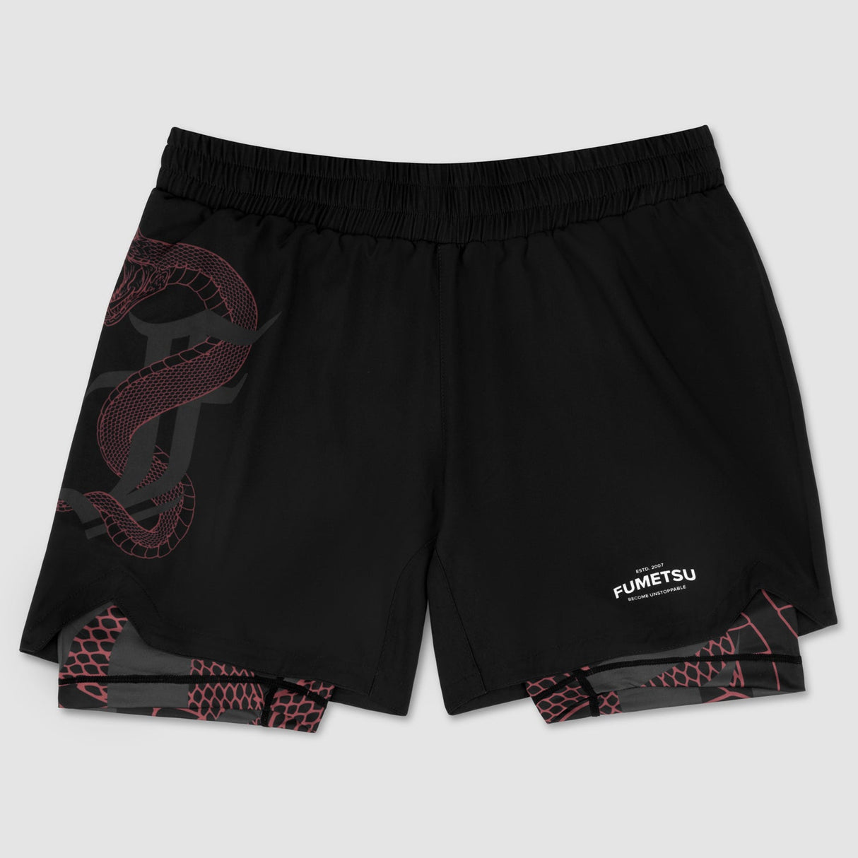 Fumetsu anaconda dubbele laag vecht shorts zwart/rood
