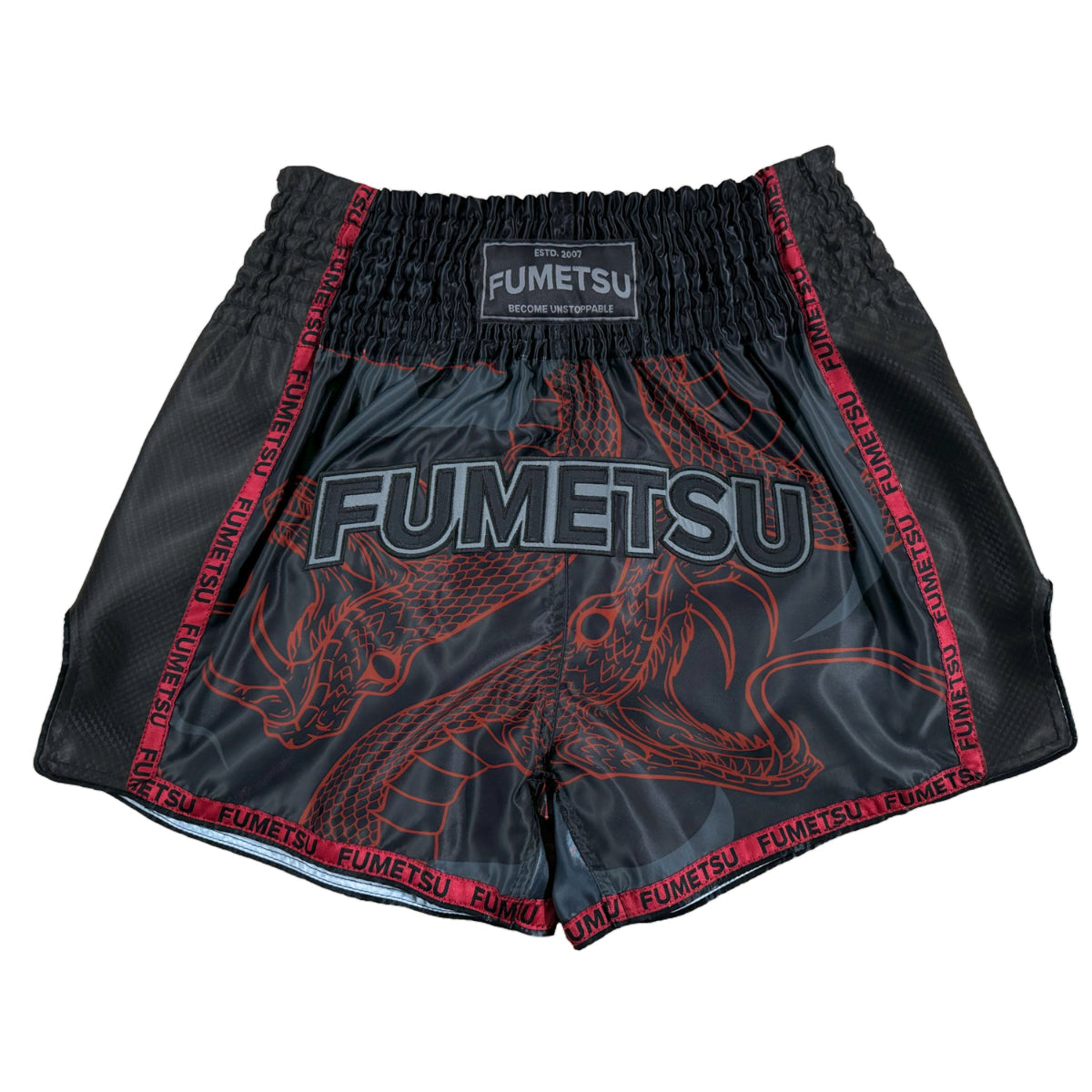 Fumetsu anaconda muay thai pantalones cortos negros/rojos