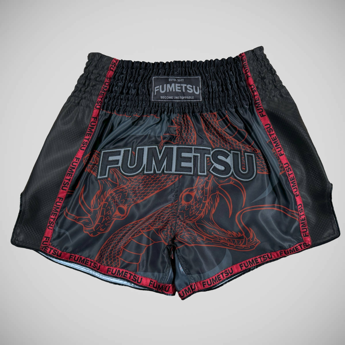 Fumetsu anaconda muay thai pantalones cortos negros/rojos