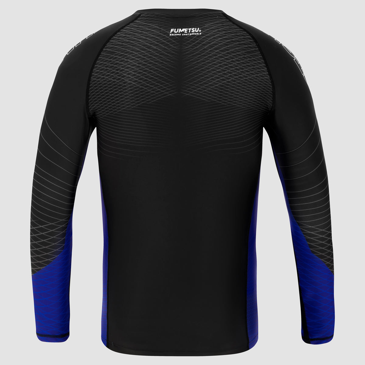 Black/Blue Fumetsu Competitor MK2 Long Sleeve Rash Guard from Made4Fighters