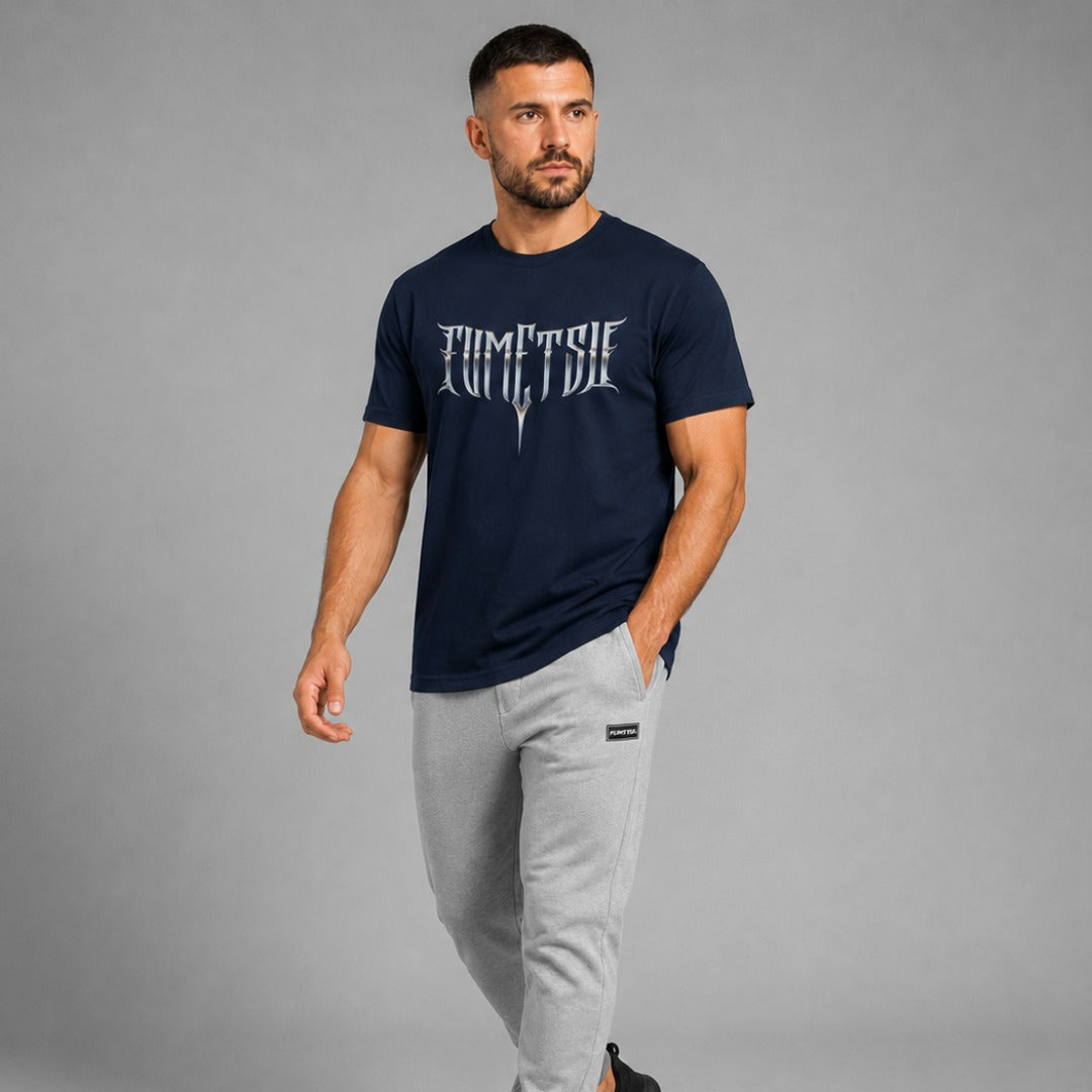 Fumetsu Brushed Metal T-Shirt Navy Lifestyle 4