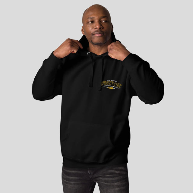 Fumetsu Varsity Hoodie Black Lifestyle