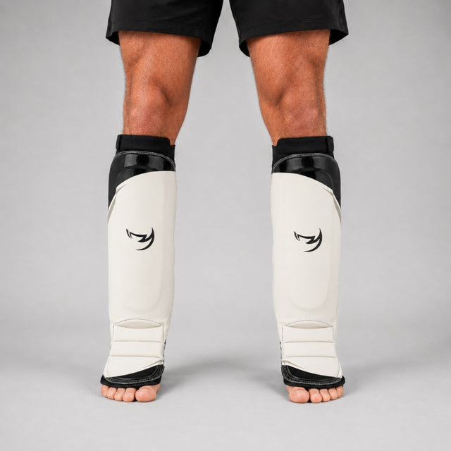 Fumetsu Ghost S3 MMA Shin Guards White/Black/Grey Lifestyle 4