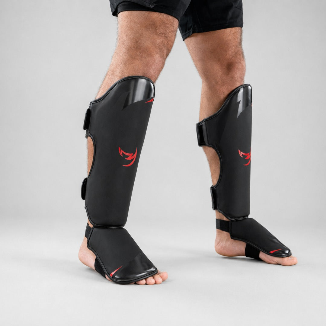 Fumetsu Ghost S3 Thai Shin Guards Black/Red Lifestyle 3