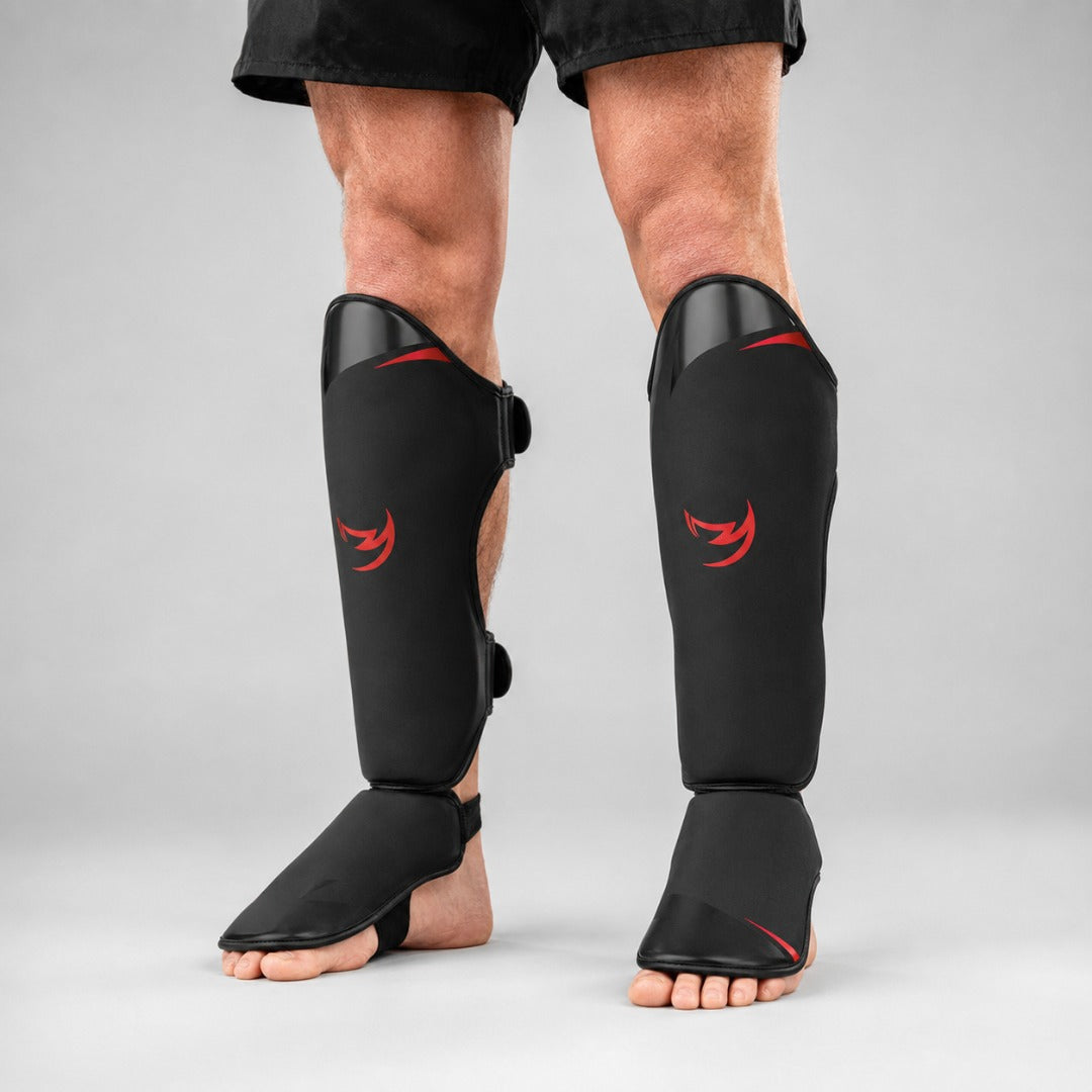 Fumetsu Ghost S3 Thai Shin Guards Black/Red Lifestyle 6