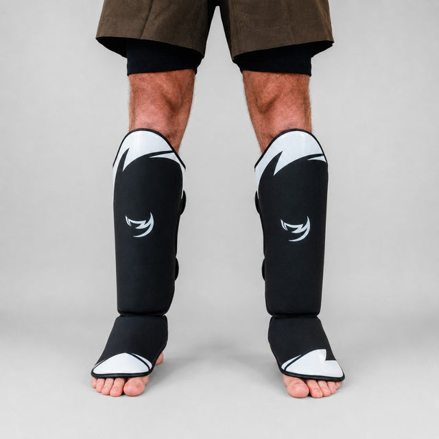Fumetsu Ghost S3 Thai Shin Guards Black/White Lifestyle 1