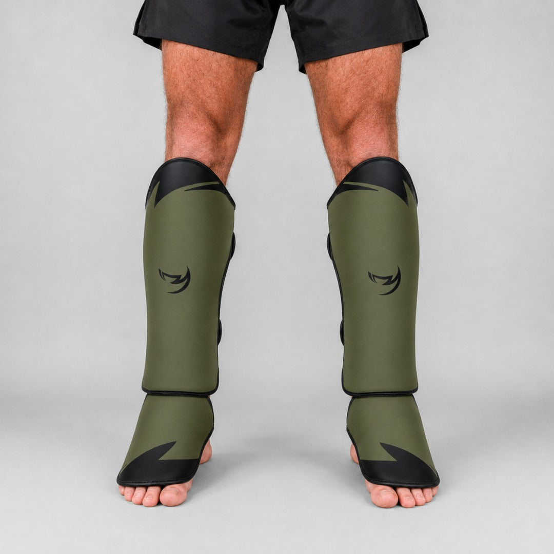 Fumetsu Ghost S3 Thai Shin Guards Khaki/Black Lifestyle 1