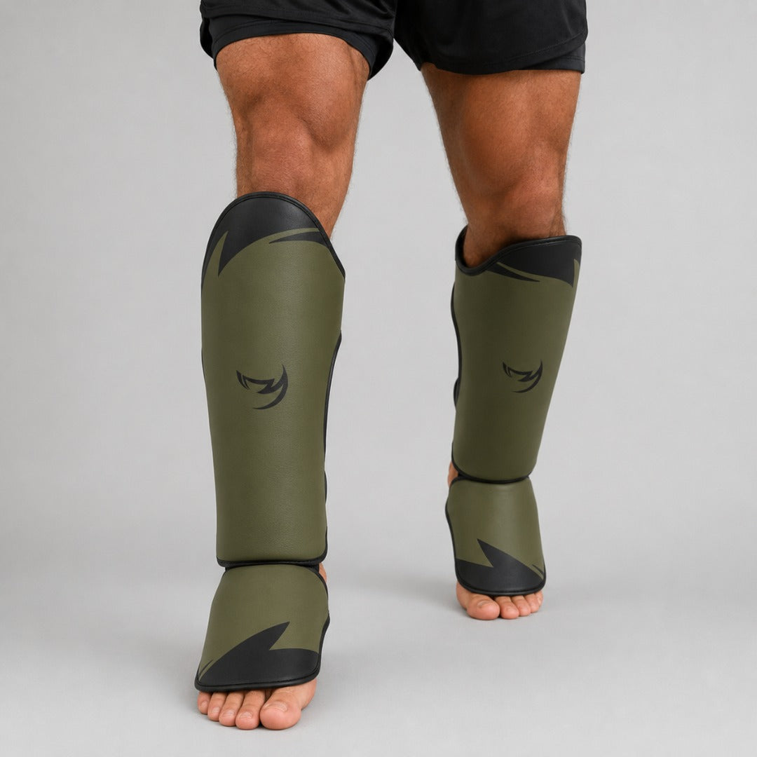 Fumetsu Ghost S3 Thai Shin Guards Khaki/Black Lifestyle 2