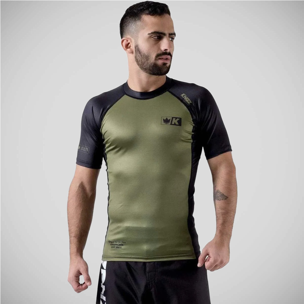 Green Kingz Krown Short Sleeve Rash Guard from Made4Fighters