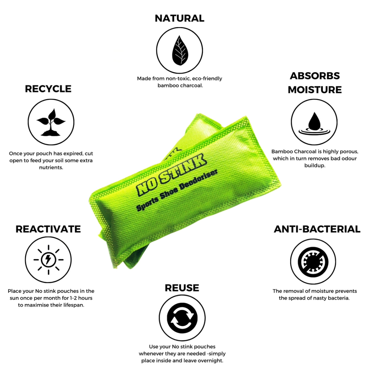 No Stink Sports Shoe Deodoriser Green   