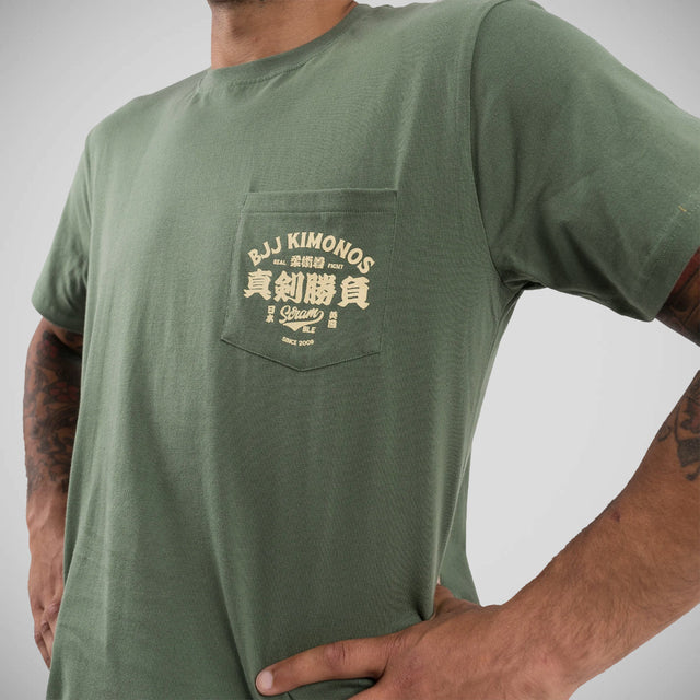 Scramble Kimono Label T-Shirt Green