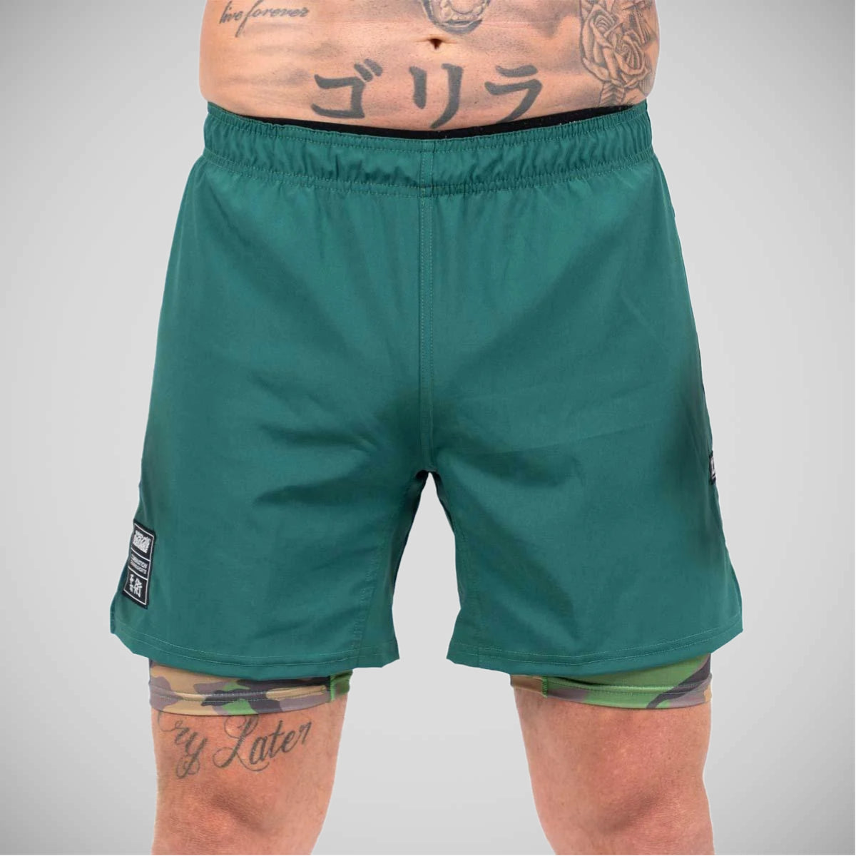 Green/Woodland Camo Scramble Combination Shorts   