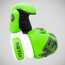 Green/White Top Ten Glossy Block Pointfighter Gloves