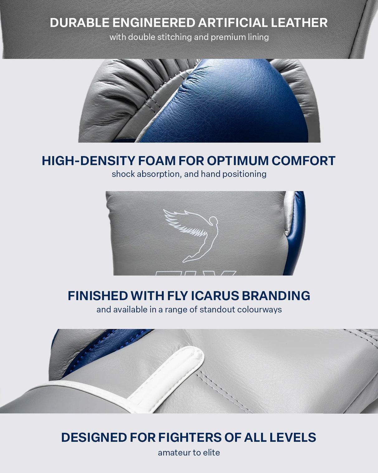 Fly Superloop Pro X 2 Boxing Gloves Grey/Space Blue