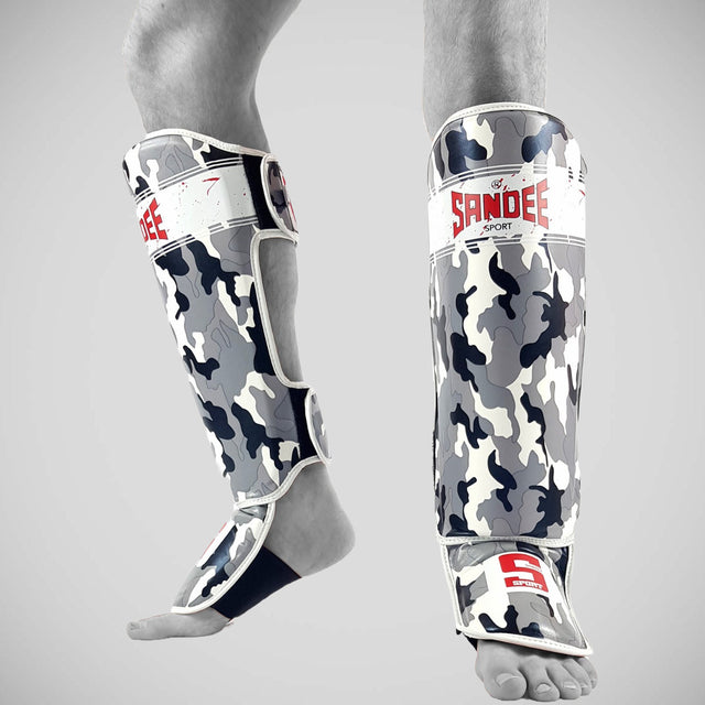 Sandee Sport Slim Camo Shin Guards Grey/White