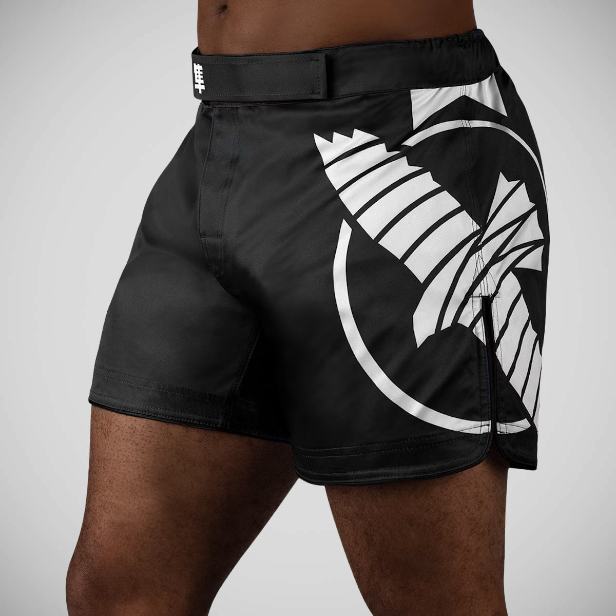 Hayabusa Icon Mid-Thigh MMA Shorts Black/White